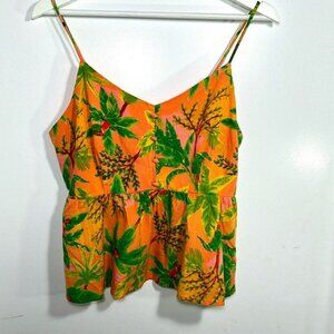 Monteau Linen Blend Peplum Sleeveless Top
